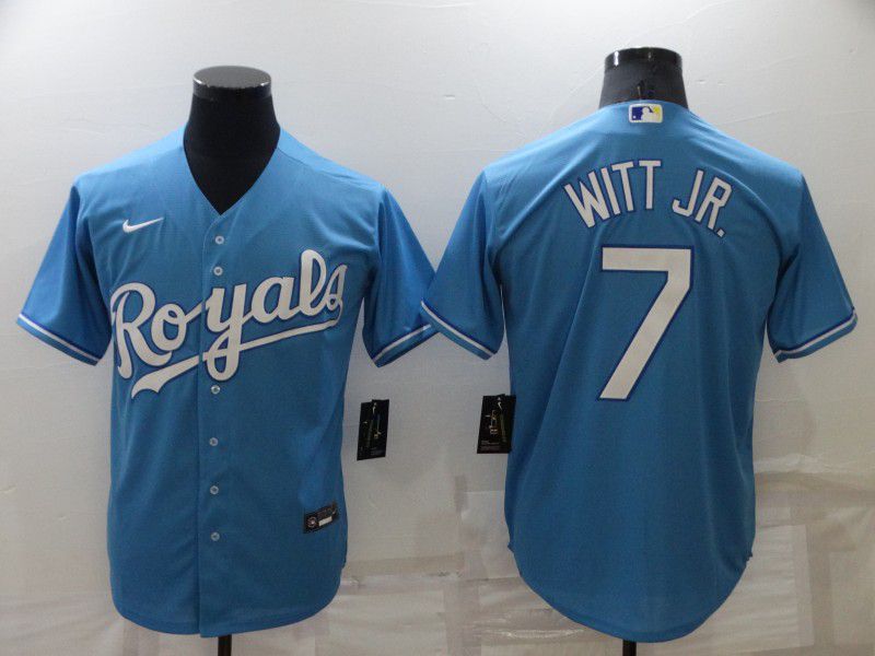 Men Kansas City Royals 7 Witt jr Light Blue Game Nike 2022 MLB Jersey
